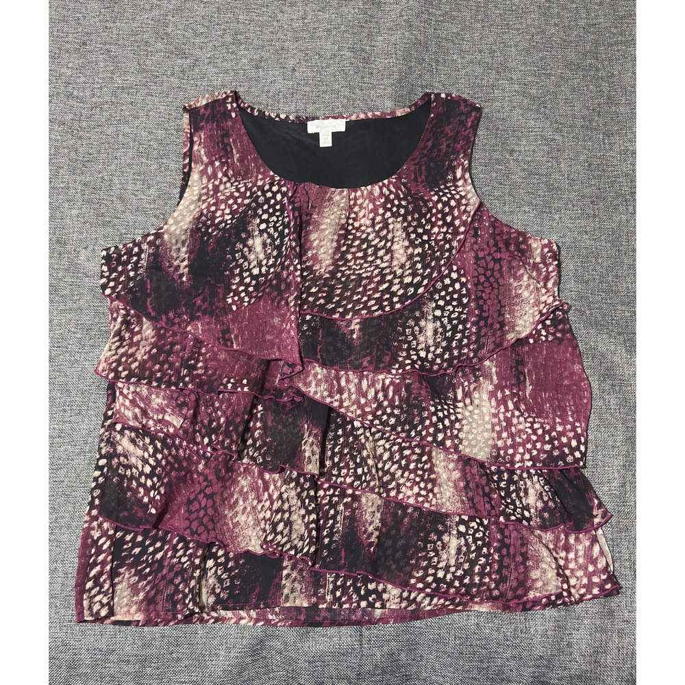Dressbarn Women's 3X Tank Top Sleeveless Tiered Ruffle Snakeskin‎ Print DB 21292